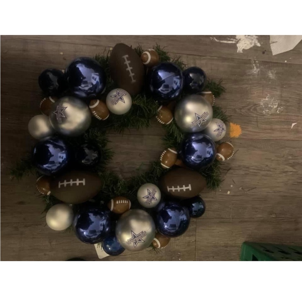 NFL Dallas cowboys Wreath with Blue and Silver Accents